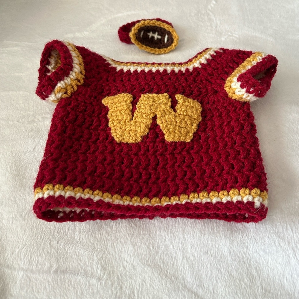 Handmade Dress Crocheted (Teddy Bear) Football Jersey Set